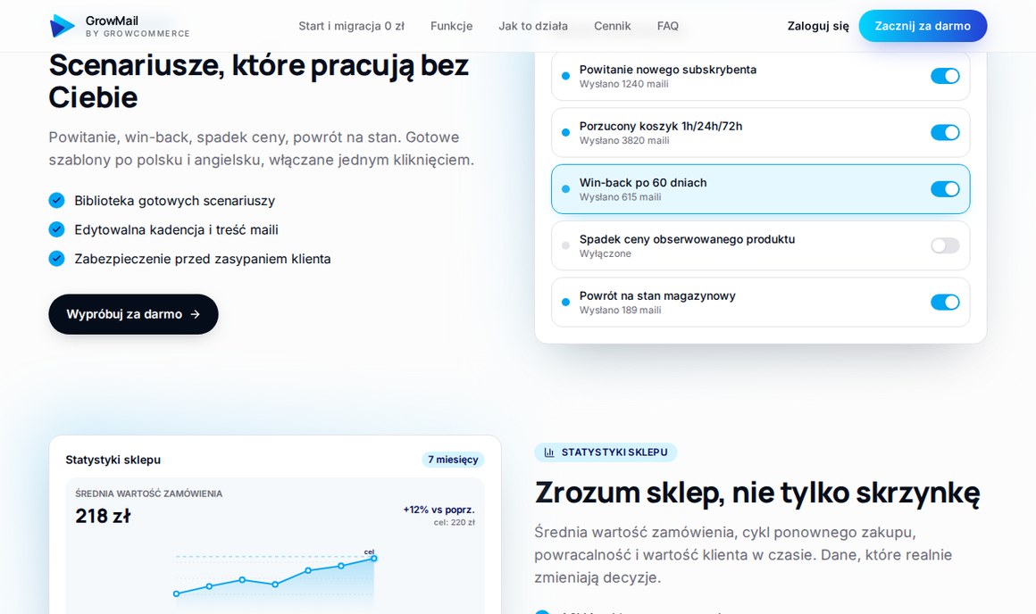 GrowMail: biblioteka automatyzacji z powitaniem nowego subskrybenta i odzyskiem koszyka