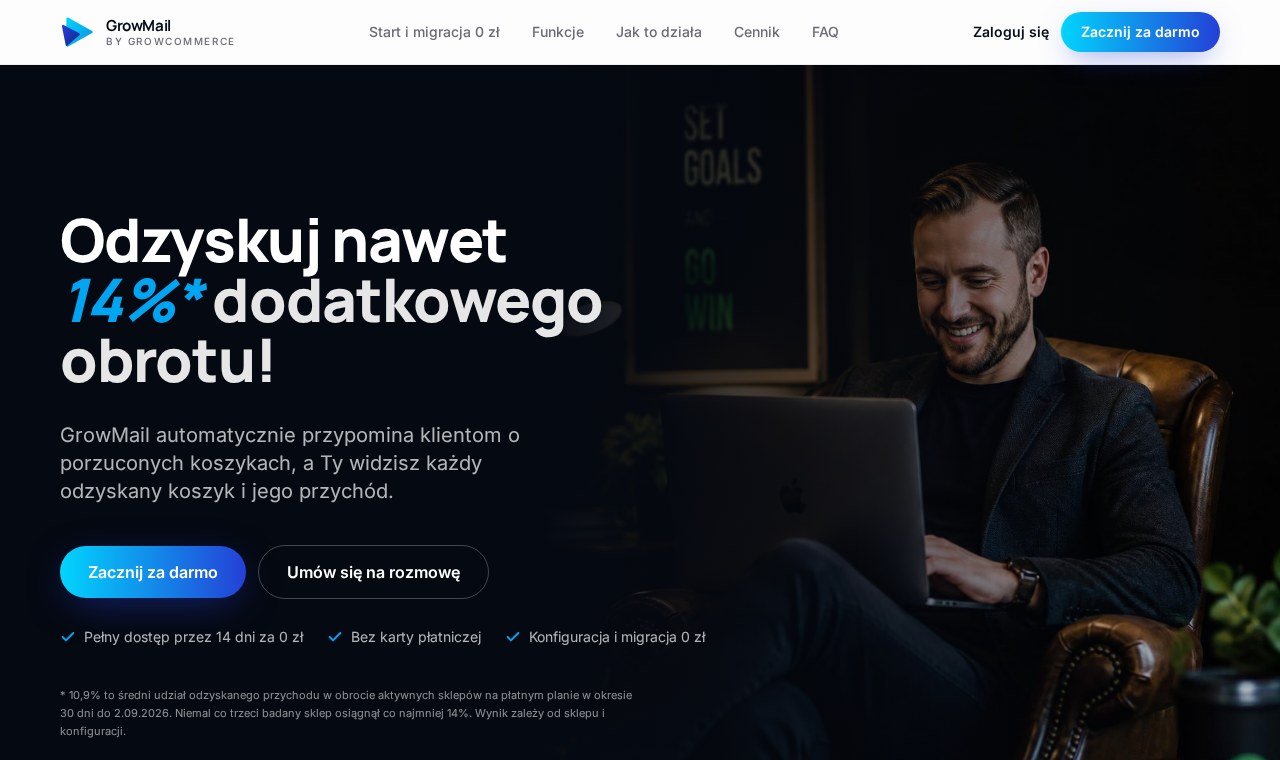 GrowMail — landing e-mail marketingu dla sklepu Shoper
