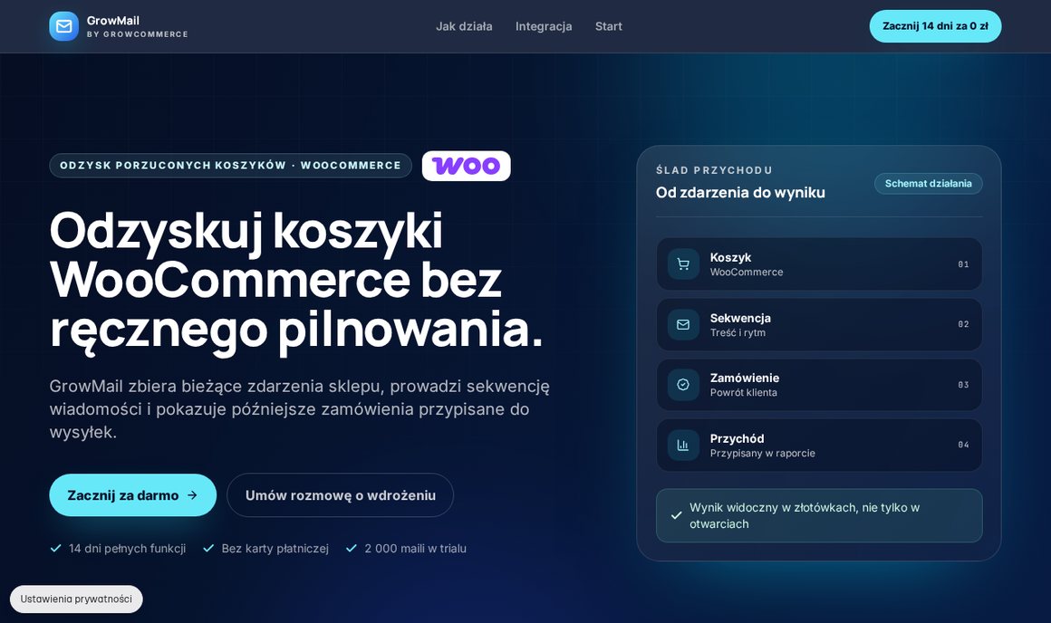 GrowMail dla WooCommerce: odzyskiwanie porzuconych koszyków bez ręcznego pilnowania