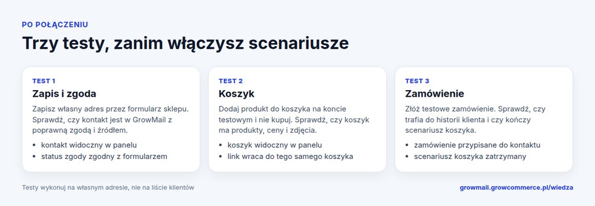 Trzy testy po połączeniu sklepu z narzędziem do e-mail marketingu: zapis i zgoda, koszyk, zamówienie